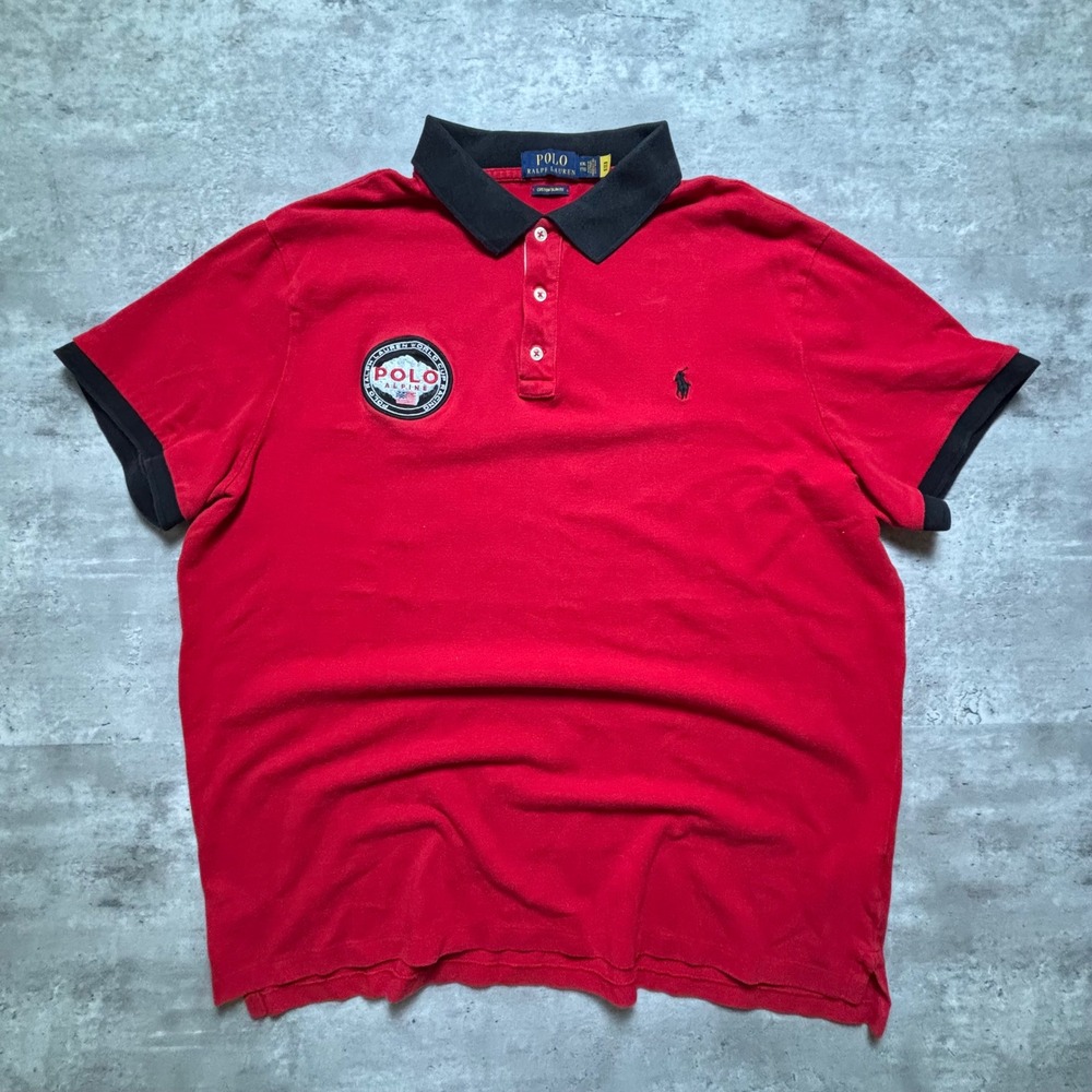 Polo Ralph Lauren Polo Shirt XXL Red Alpine World Cup Racing Custom Slim Fit